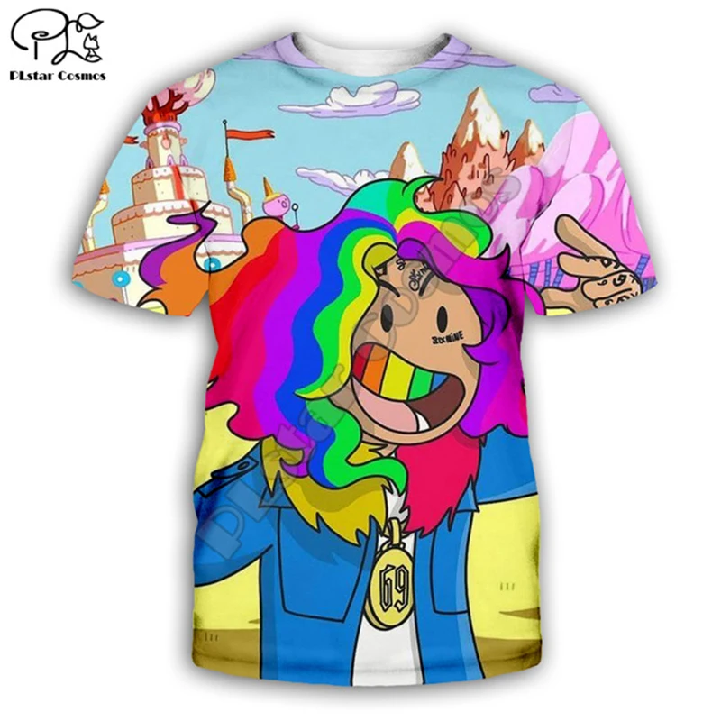 Цветные футболки в стиле хип хоп с принтом рэпера Tekashi69 6ix9ine Tekashi 693d летние смешные