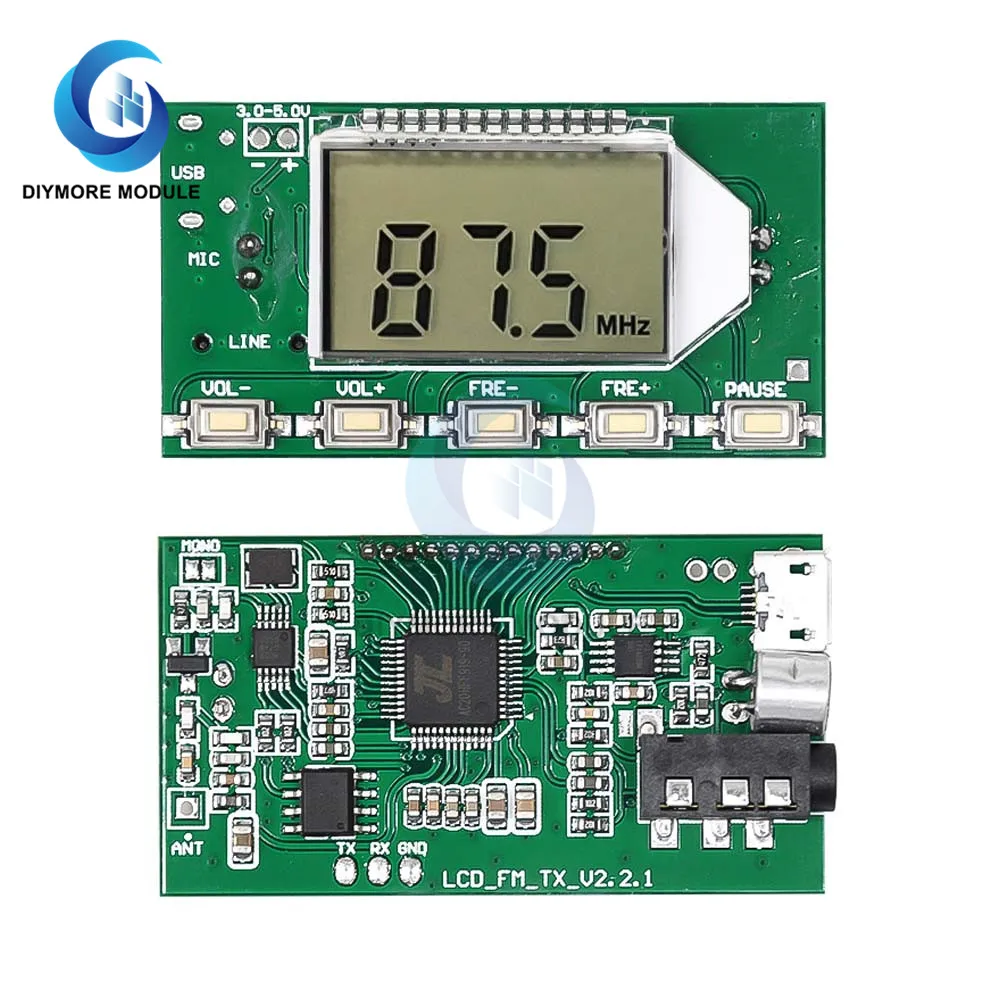 Модуль FM-передатчика 3-5 в постоянного тока DSP PLL частота 87-108 МГц ЖК-цифровой