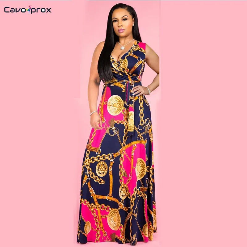 Женское платье без рукавов в стиле ретро с цепочкой и поясом богемное