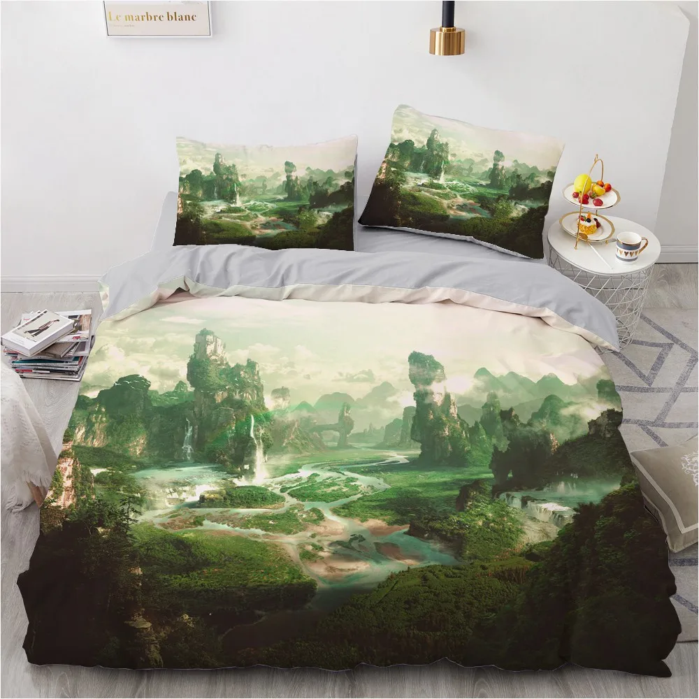 

3D Printed Bedding Sets luxury Mountains And Rivers Roclet Astronaut Single Queen Double Full King Twin Bed For Home Duvet Cover