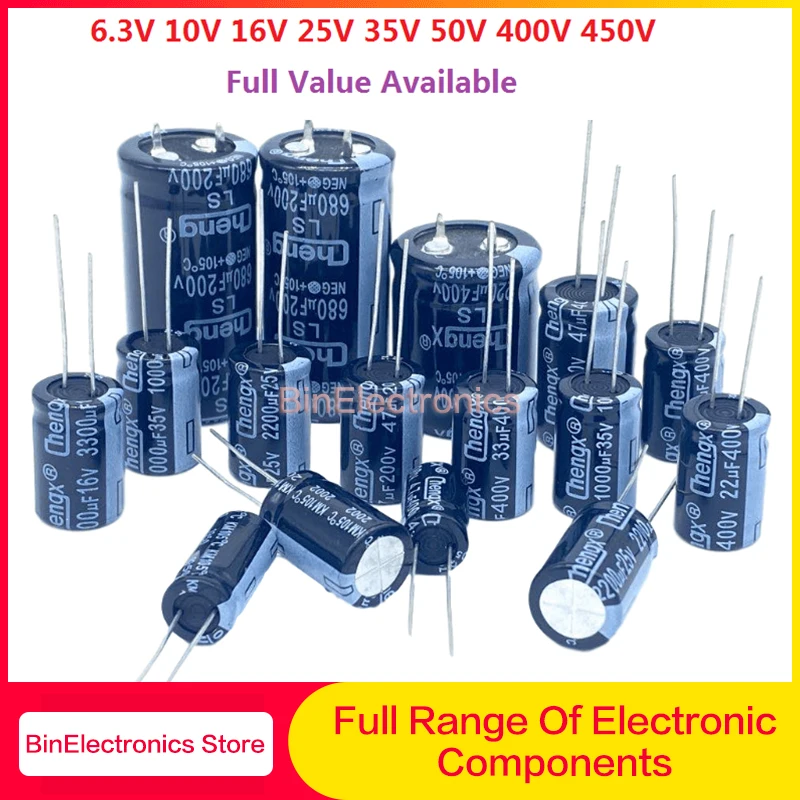 

6.3V 10V 16V 25V 35V 50V 400V 450V 1UF 2.2UF 4.7UF 10UF 1000UF 22UF 33UF 47UF 470UF 100UF 220UF Aluminum Electrolytic Capacitor