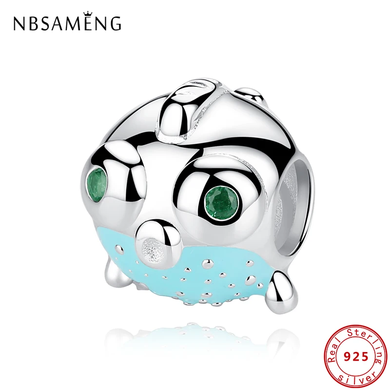 

Бусина-Шарм из серебра 100% пробы с синей эмалью