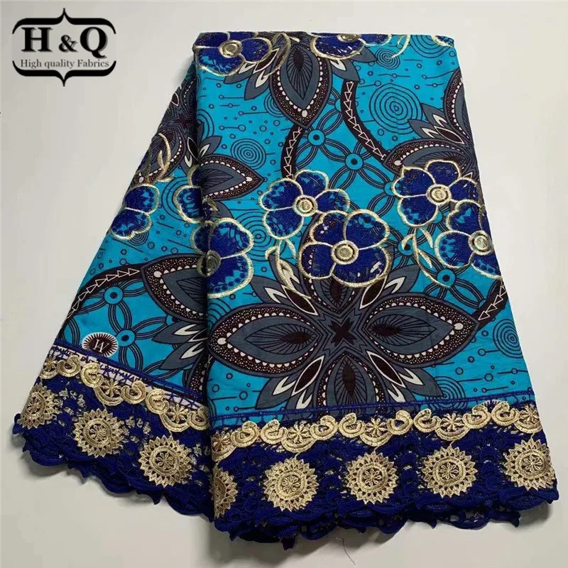 

H&Q New Design fashion African Ankara Wax Fabric with Water Soluble Lace Fabric Nigeria Wax Fabric for tribe Dress H0733