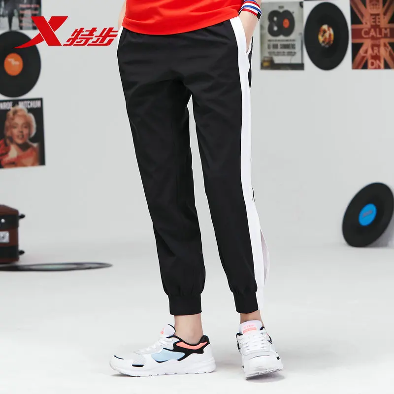 Женские Тканые штаны Xtep весенне летние брюки в полоску с двумя боковыми