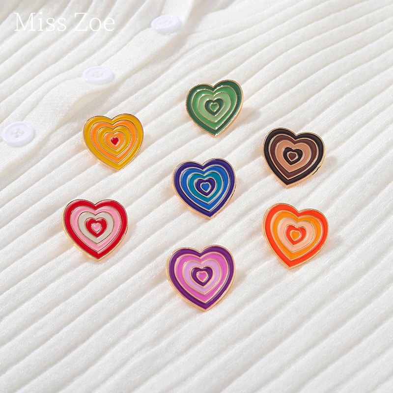 

Gradient Colorful Enamel Pins Custom Couple Love Heart Rainbow Brooch Lapel Badge Bag Fashion Jewelry Gifts For Friend Wholesale