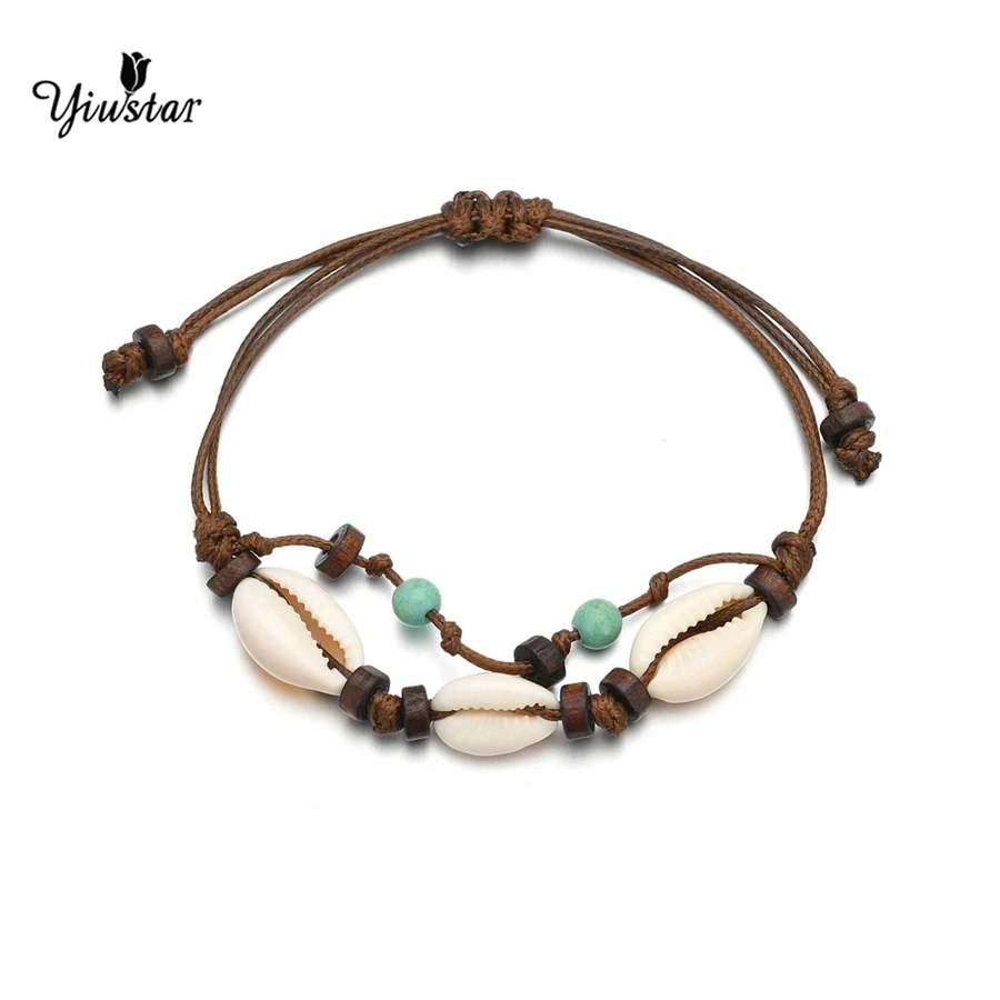 Браслеты yiustar на щиколотку щедрые ножные браслеты с ракушками летняя пляжная