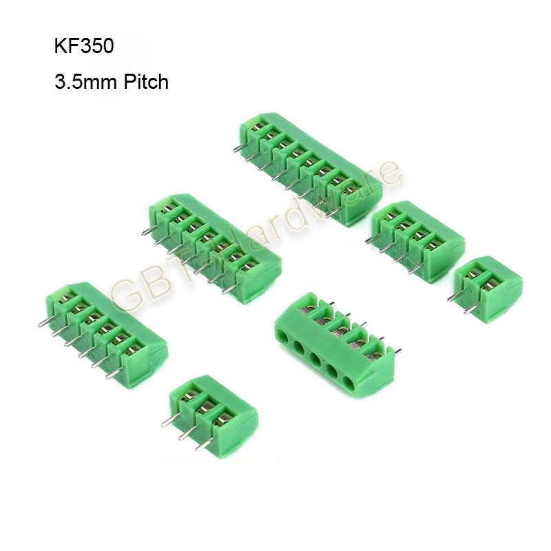 

2/5/10/20/30/50PCS KF350-2P 3P Screws Block PCB Terminal Block Connector 300V/130V 10A Pitch 3.5mm 22AWG-18AWG Insert Splicing