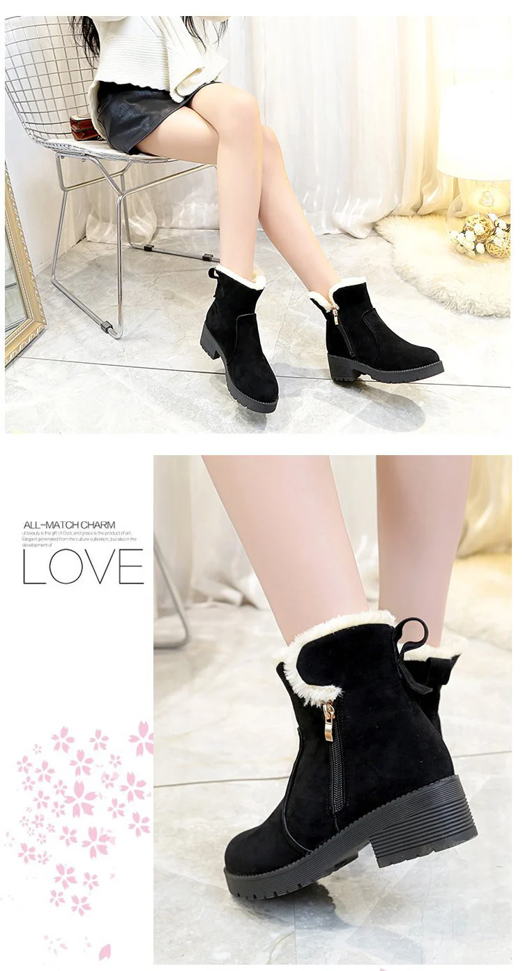 Зимние сапоги женская зимняя обувь на платформе с толстой подошвой; botas mujer; женские ботинки; нескользящие Зимние ботильоны
