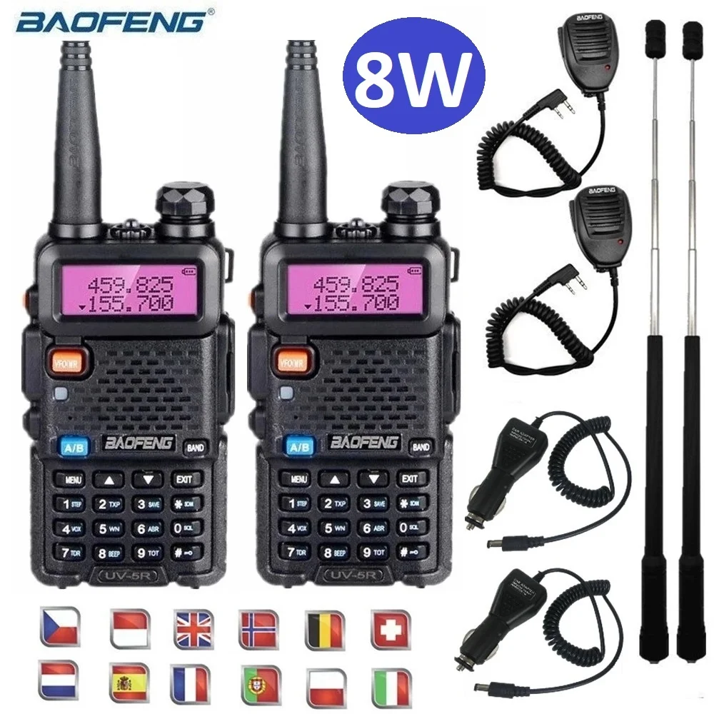

2 шт., портативная рация 8 Вт VHF/UHF, двусторонняя радиостанция CB Ham