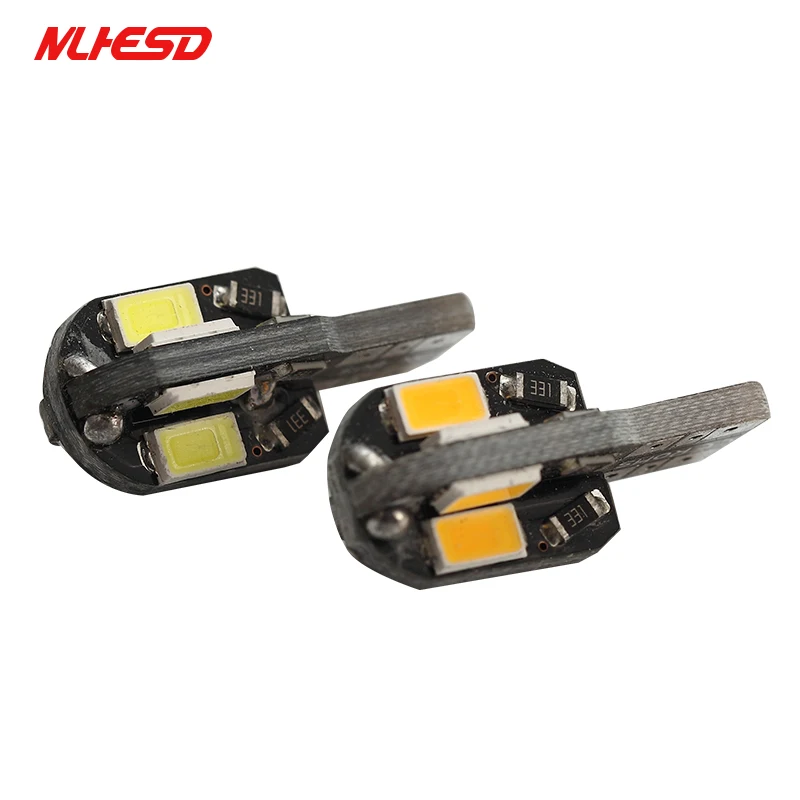 

100 шт., Автомобильные светодиодные лампы W5W T10 8smd с боковым клином