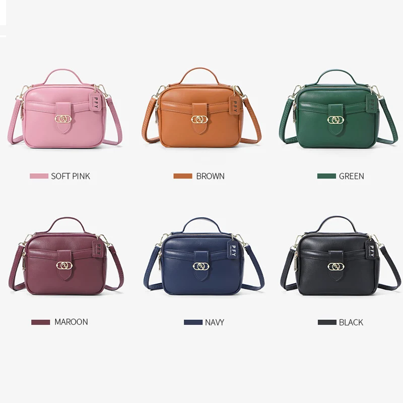 

YIZHONG Double Zipper Purses and Handbags Women Bags Multifunctional Retro Box Design Crossbody Bag Large Capacity Tote Bag