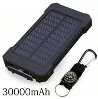 solar power bank waterproof 30000mah solar charger 2 usb ports external charger powerbank for xiaomi smartphone with led light