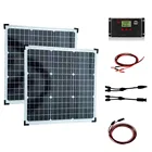 Наборы стеклянных солнечных панелей 12 В 2 шт. 50 Вт PV панель из закаленного стекла 100 Вт монокристаллическая солнечная батарея для домашней системы