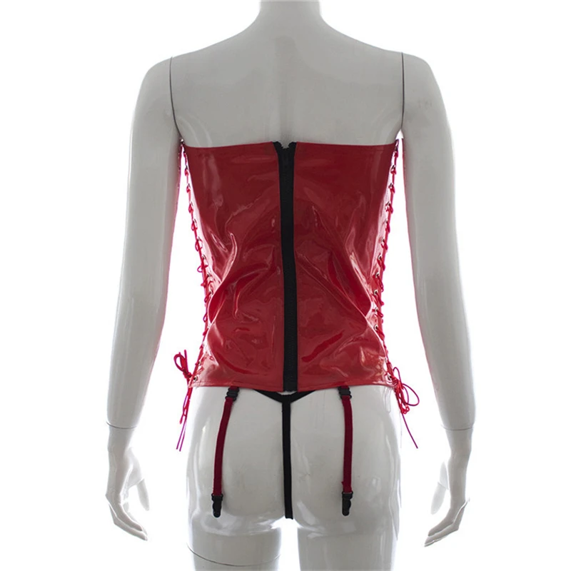 

Sexy Babydolls Latex Lingerie Set Faux Leather Open Bra Body Bondage Clothes with G-Strings Female Adult Underwear Exotic Appeal