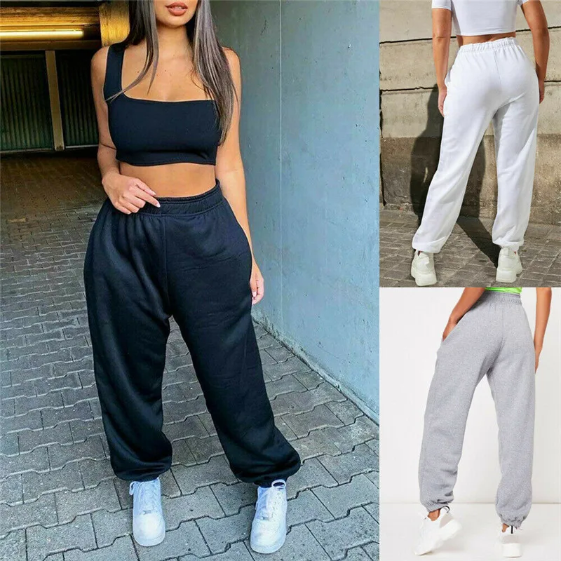 Женская Повседневная Спортивная Теплые брюки для девочек толстые однотонные