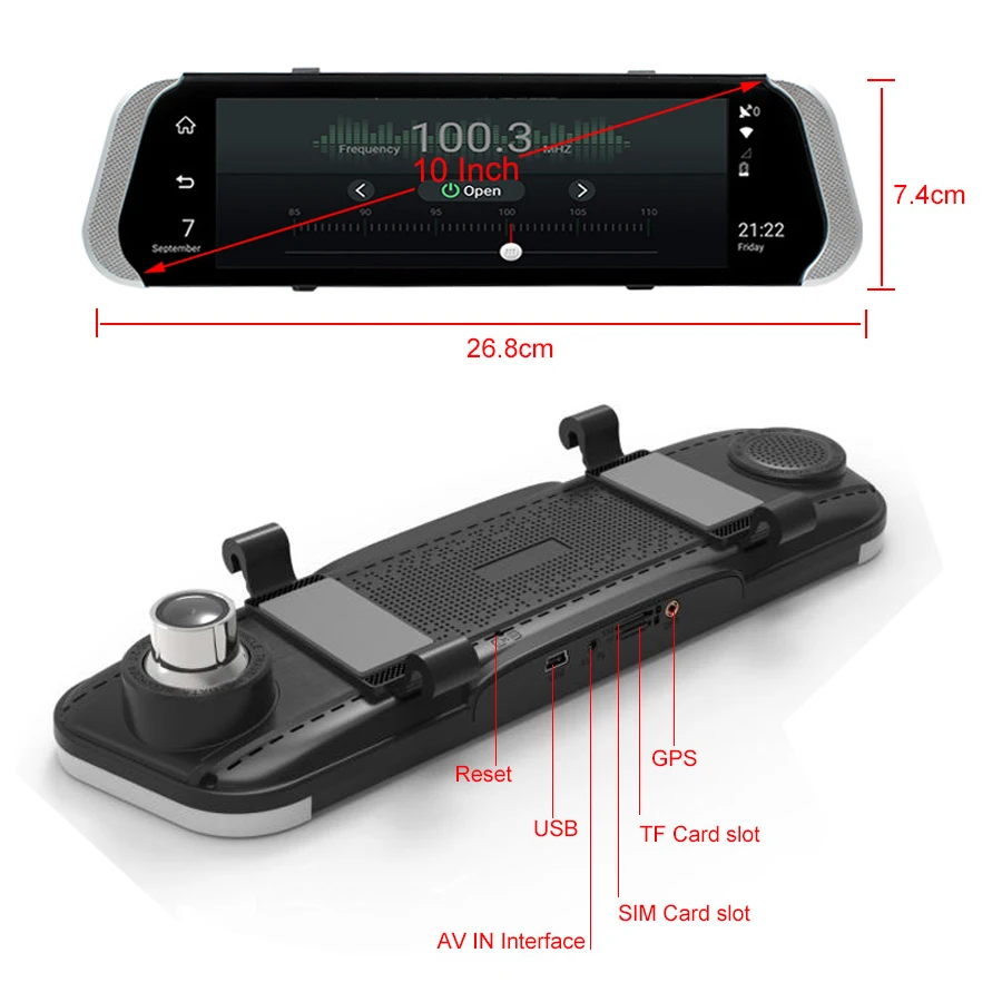 10 дюймов 4G Автомобильный видеорегистратор ADAS Android Dvr регистратор с GPS навигацией