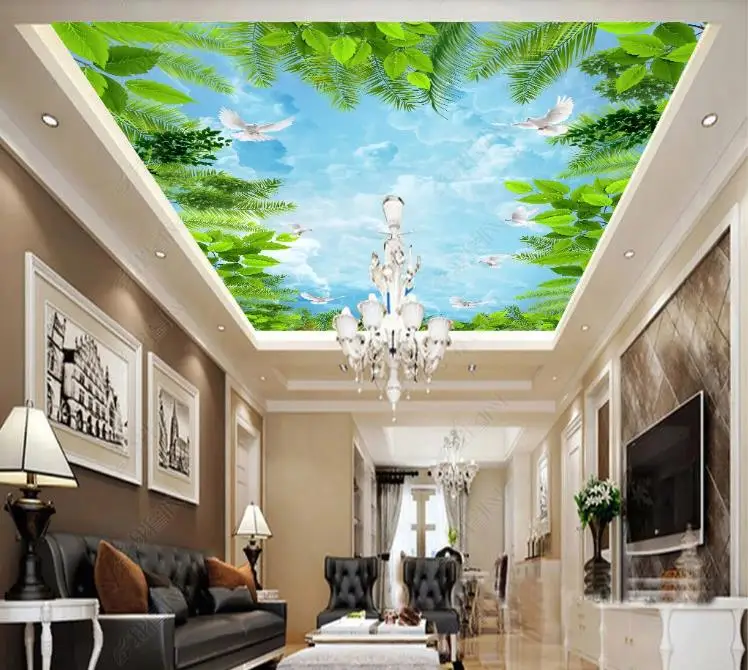 Пользовательские большие потолочные Настенные обои 3D сказочные Фэнтези лес небо