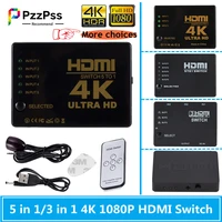 pzzpss hdmi switcher 4k hd1080p 3 5 port hd switch selector splitter with hub ir remote controller for hdtv dvd tv box z2