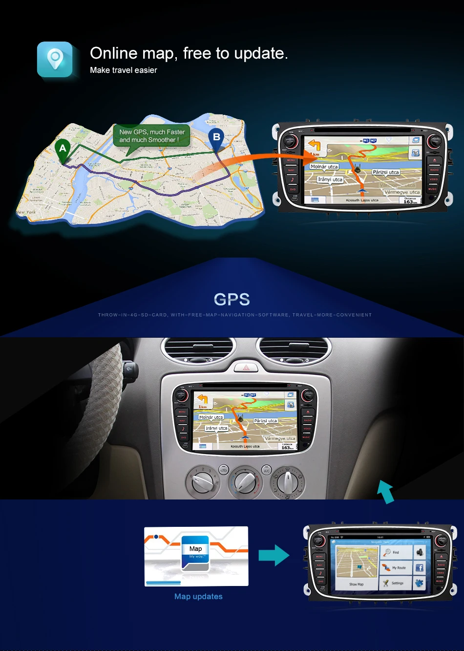Для ford s max 2 din радио для фокуса Кассетный плеер android 9,0 радио тюнер управление рулем gps-навигация, dvd-плеер