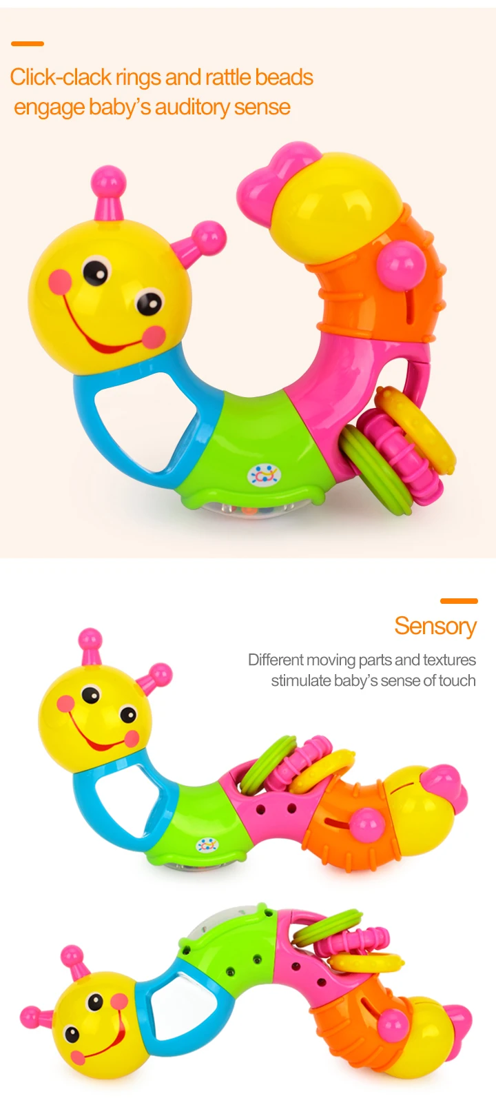 HOLA TOYS 786B детская забавная погремушка игрушечные червяки вставка головоломка токарные игрушки для детей Подарки