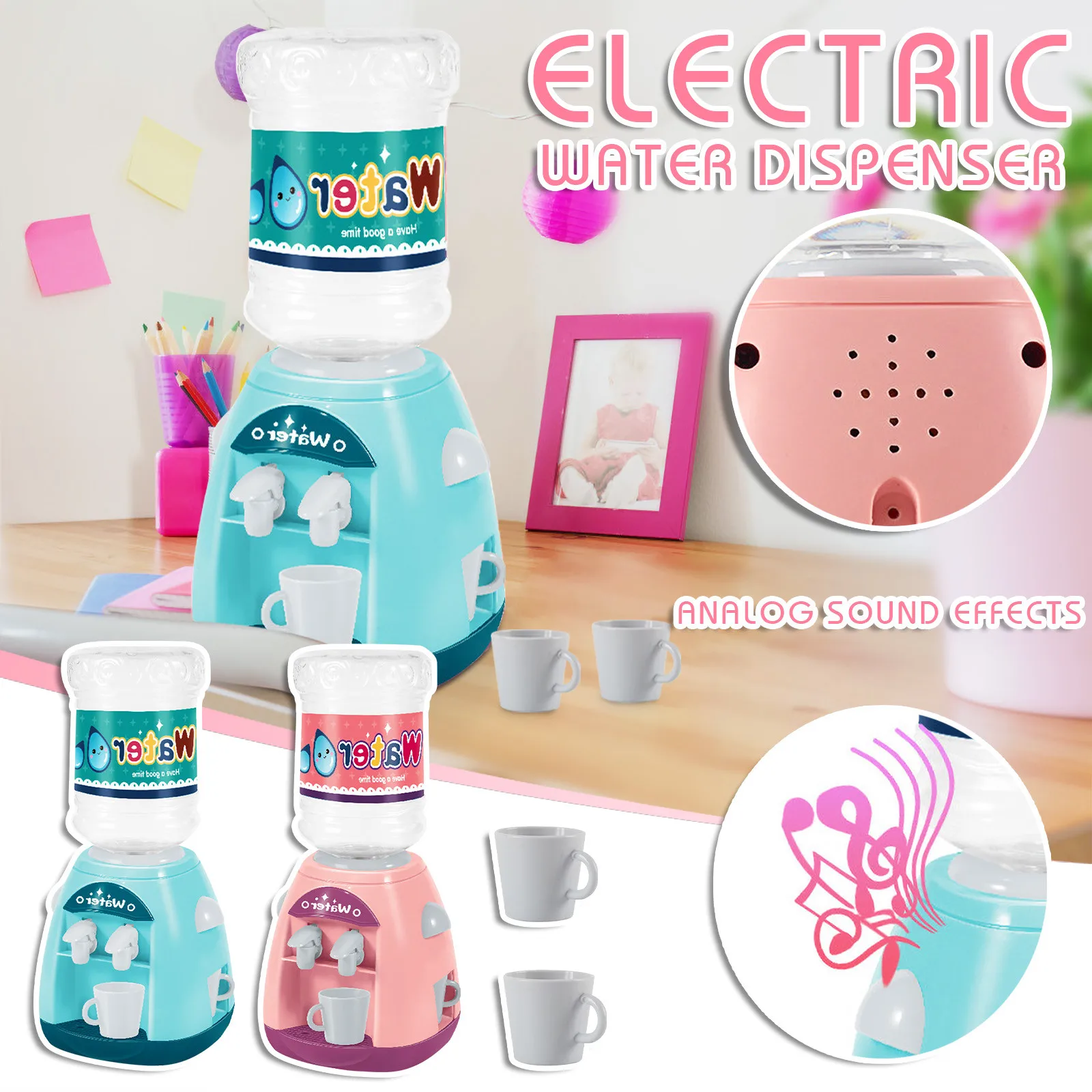 

Children's mini fun water dispenser electric sound and light simulation play house beverage dispenser baby educational kitchen