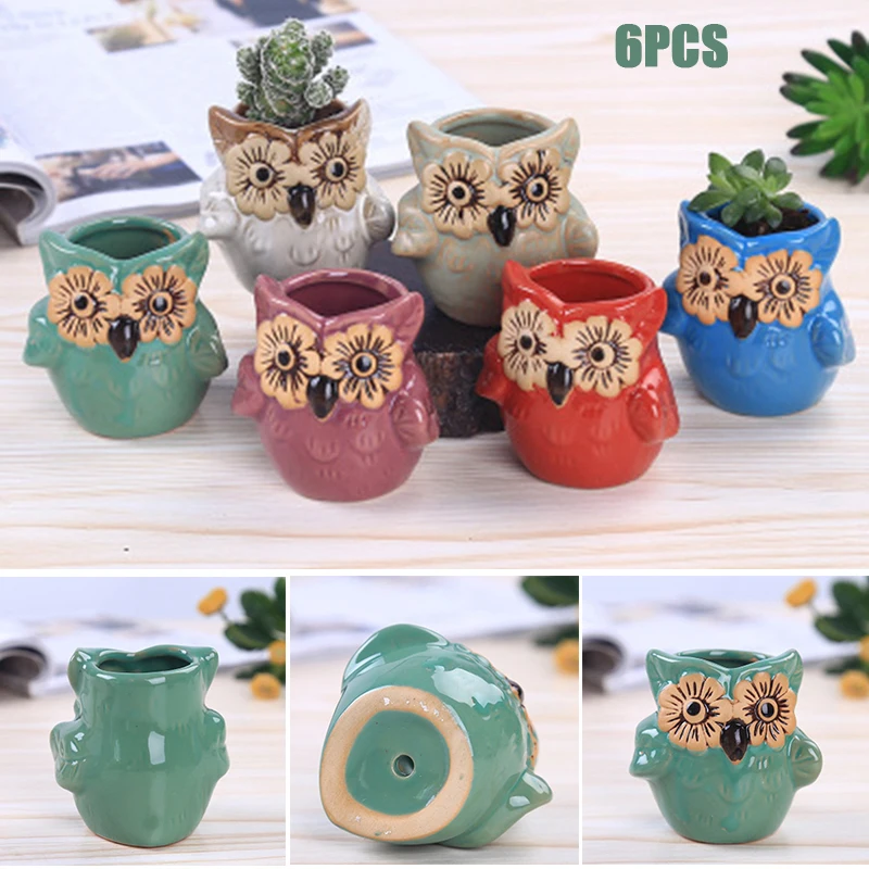 

Cute Owl Shaped Succulent Flower Pot Mini Ceramic Flower Pot Succulent Planter SDF-SHIP