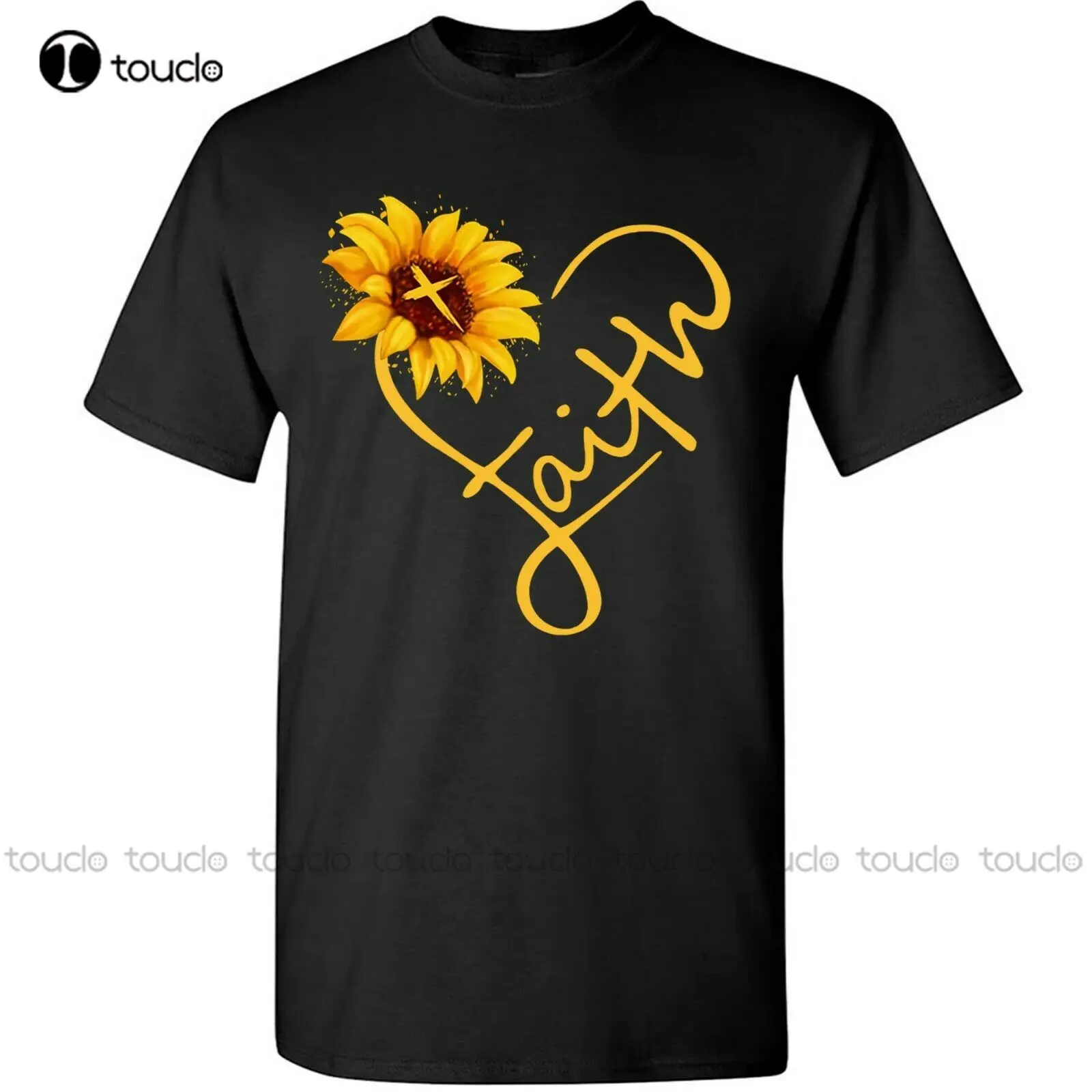 

New Jesus Sunflower Faith T-Shirt Christ Gifts For Christian Women Cross God Tee T Shirts Cotton Tee S-5Xl Unisex