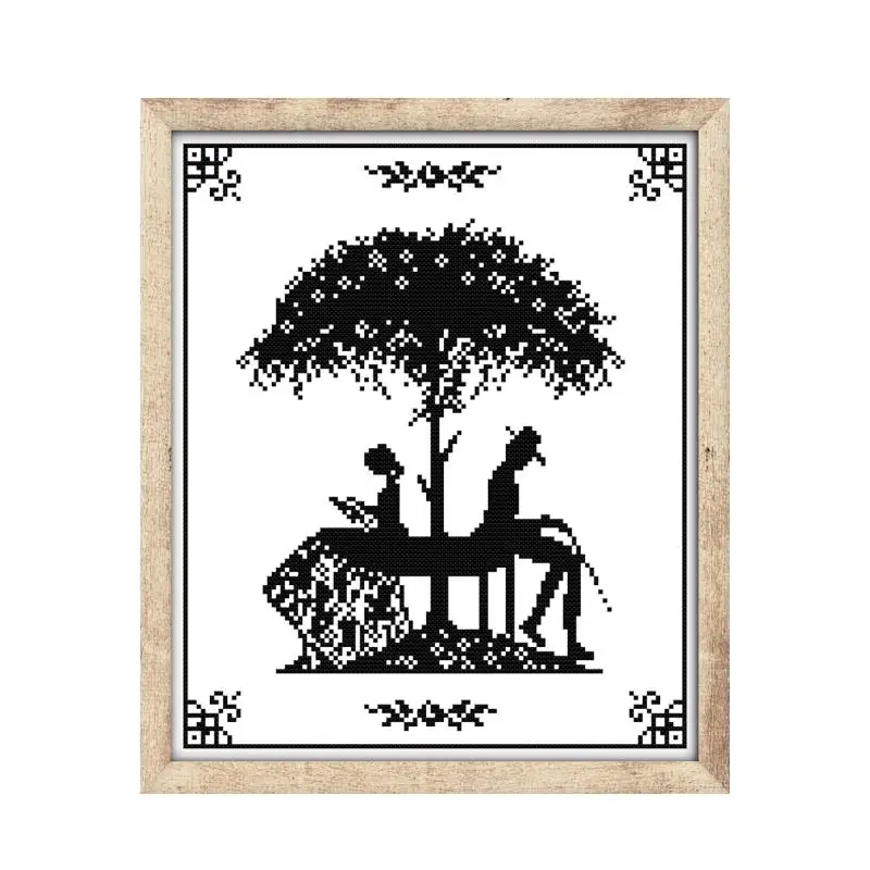 

Black and white characters cross stitch kit aida 14ct 11ct count printed canvas stitches embroidery DIY handmade needlework