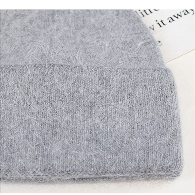 

VISROVER 15 colors solid rabbit fur beanies winter hat for woman best matched acrylic woman Autumn Warm skullies gift Wholesales