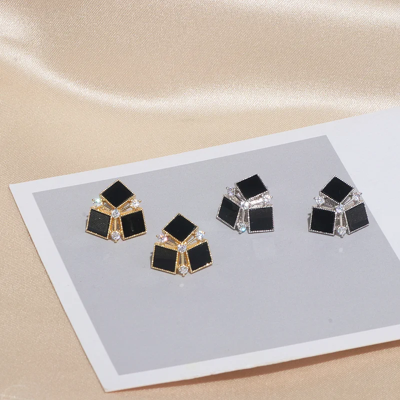 Женские Геометрические серьги-гвоздики корейские квадратные серьги с