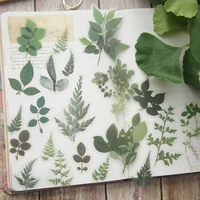 38pcs summer green leaves style transparent sticker scrapbooking diy gift packing label gift decoration tag