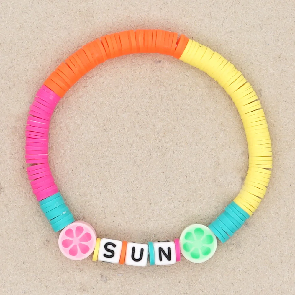 

MASA 2021 Fashion Combination Color Clay Wrist Jewelry Boho Bracelet Gift for Best Friend Couple Bracelet