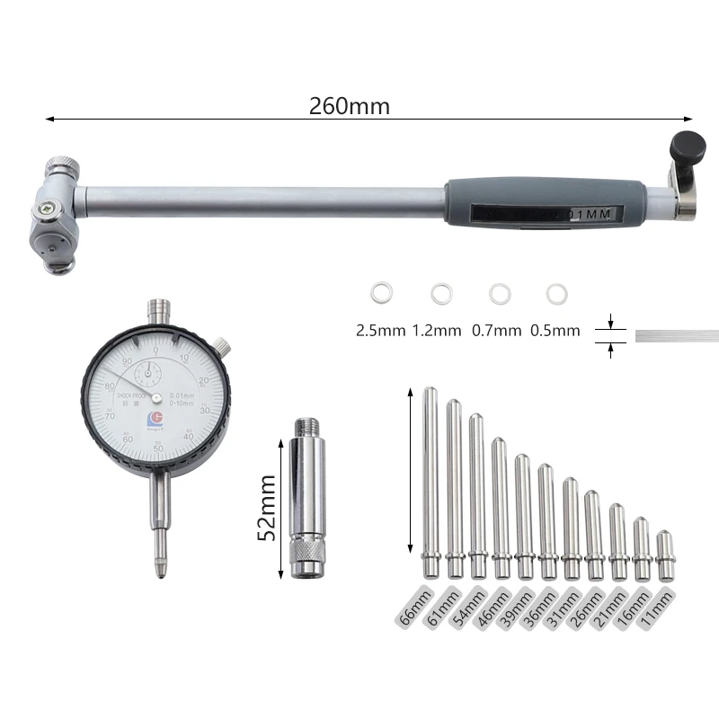 Dial Bore Gauge 50-160mm/0.01mm Aluminum Housing Metric Indicator for Engine Cylinder Internal Diameter Measuring Tools | Инструменты