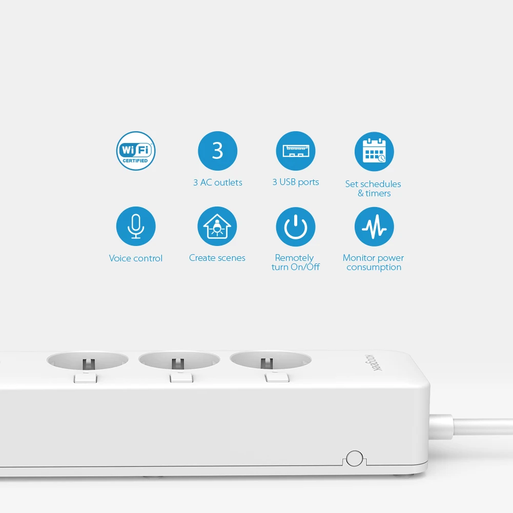Koogeek Wi-Fi розетка ЕС вилка розетка w/индивидуальный переключатель мощность полосы Смарт зарядное устройство 3 usb порта зарядки для Apple Homekit