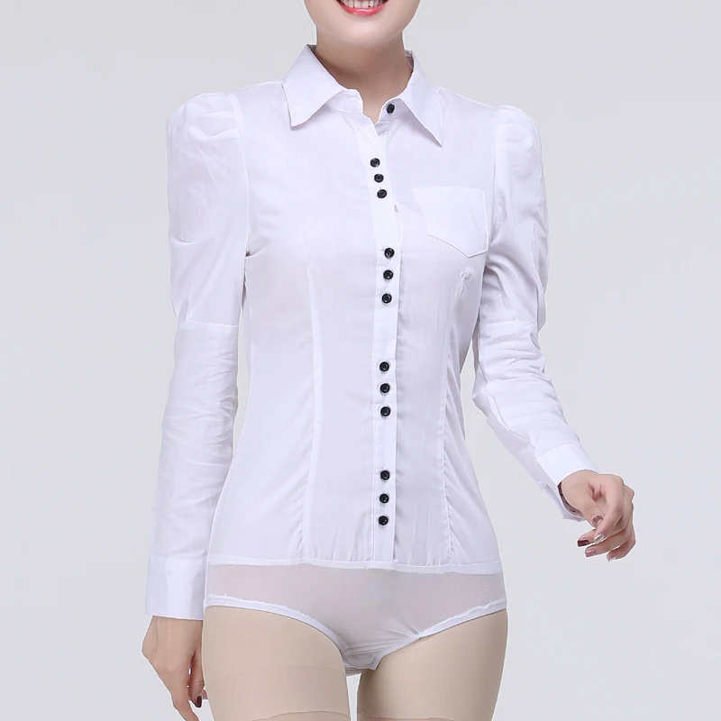 Женская блузка боди большого размера с длинным рукавом|Рубашки| |