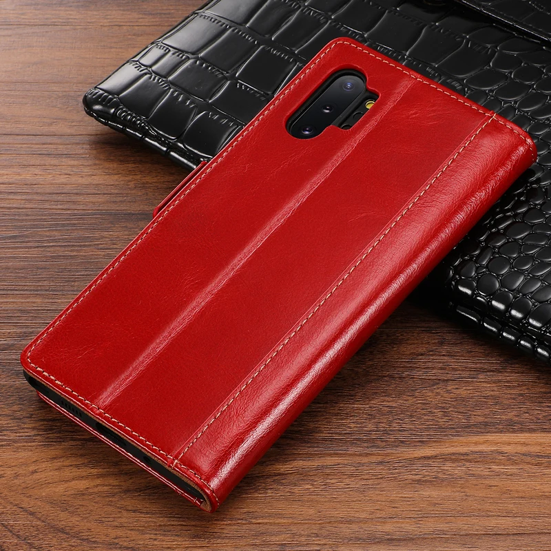 Для samsung Galaxy Note10 флип-кейс из натуральной кожи деловой бумажник oil Wax Подставка Крышка смартфона для samsung Note10 Plus