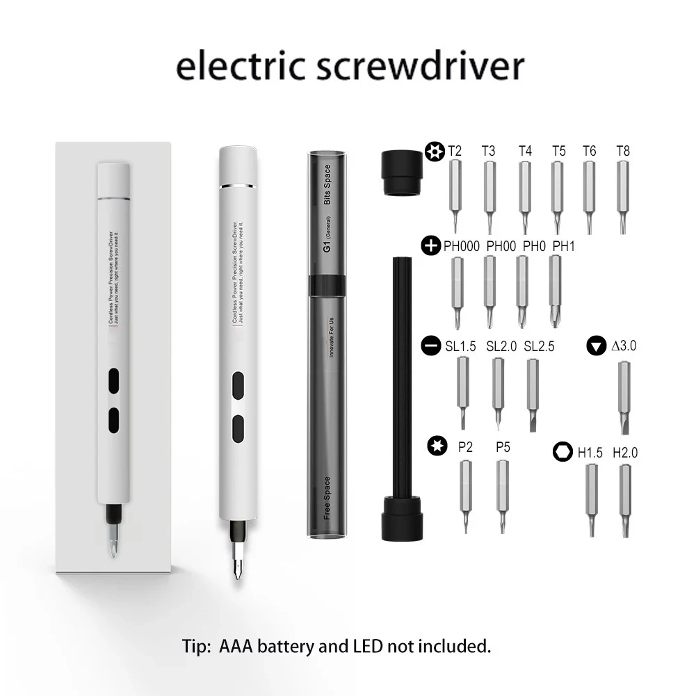 

Portable DIY Tools Kit Repair Tools Mini Pro Battery Electric Screwdriver Cordless Screw Driver Drill with 18 Bits