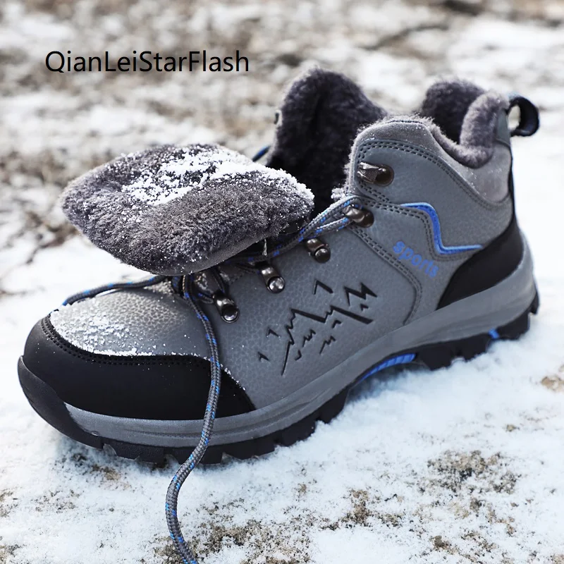 

Hiking Shoes Big Size Men 46 Warm Plush Climbing & Fishing Sneakers Women Winter Outdoor Sports High Top Boots Trekking Footwear
