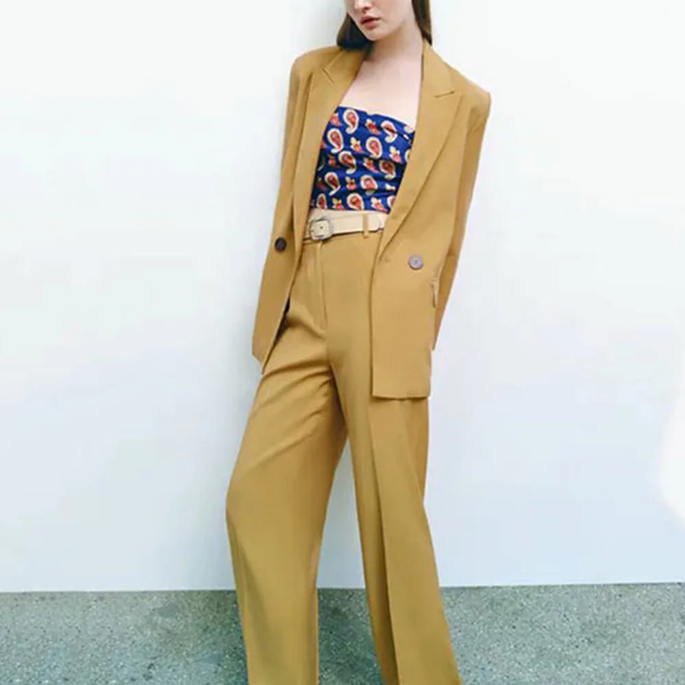 

BM UR HM ZA Women's 2021 early autumn new fashion all-match solid color long-sleeved double-breasted loose casual suit jacket