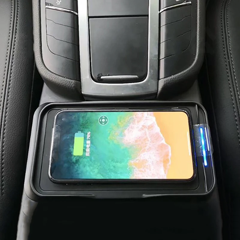15W fast charging QI car wireless charger phone charger charging case phone holder for Porsche Macan 2014-2021 for iPhone 11