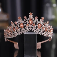 luxury rhinestone bridal tiaras crown baroque full crystal diadem for bride headbands wedding hair jewelry dress accessories