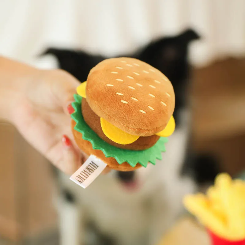 Игрушки для щенков Творческий Hambuger игрушка для домашних животных котенок Домашних Животных Жевать Игрушка собачьи мягкие игрушки для собаки кошки домашние животные принадлежности товары для домашних животных-Йорке