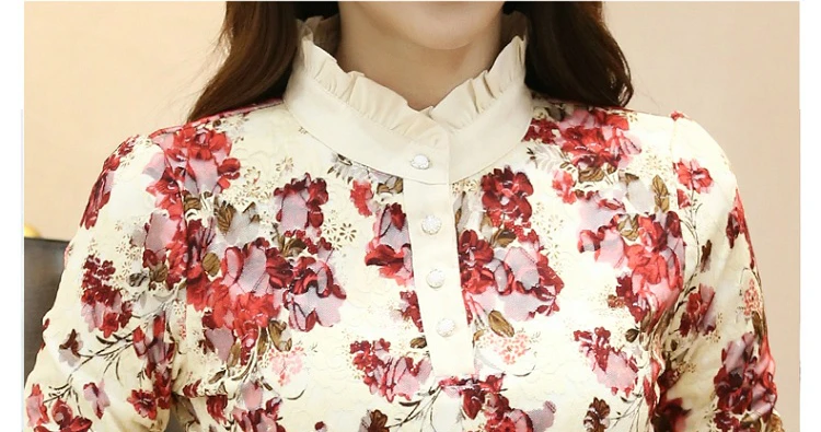 

Witner Women Blouse Shirt Womens Tops and Blouses Plus Size Tops Fashion 2021 Long Sleeve Print Lace Blouse Women Shirts Z05 40