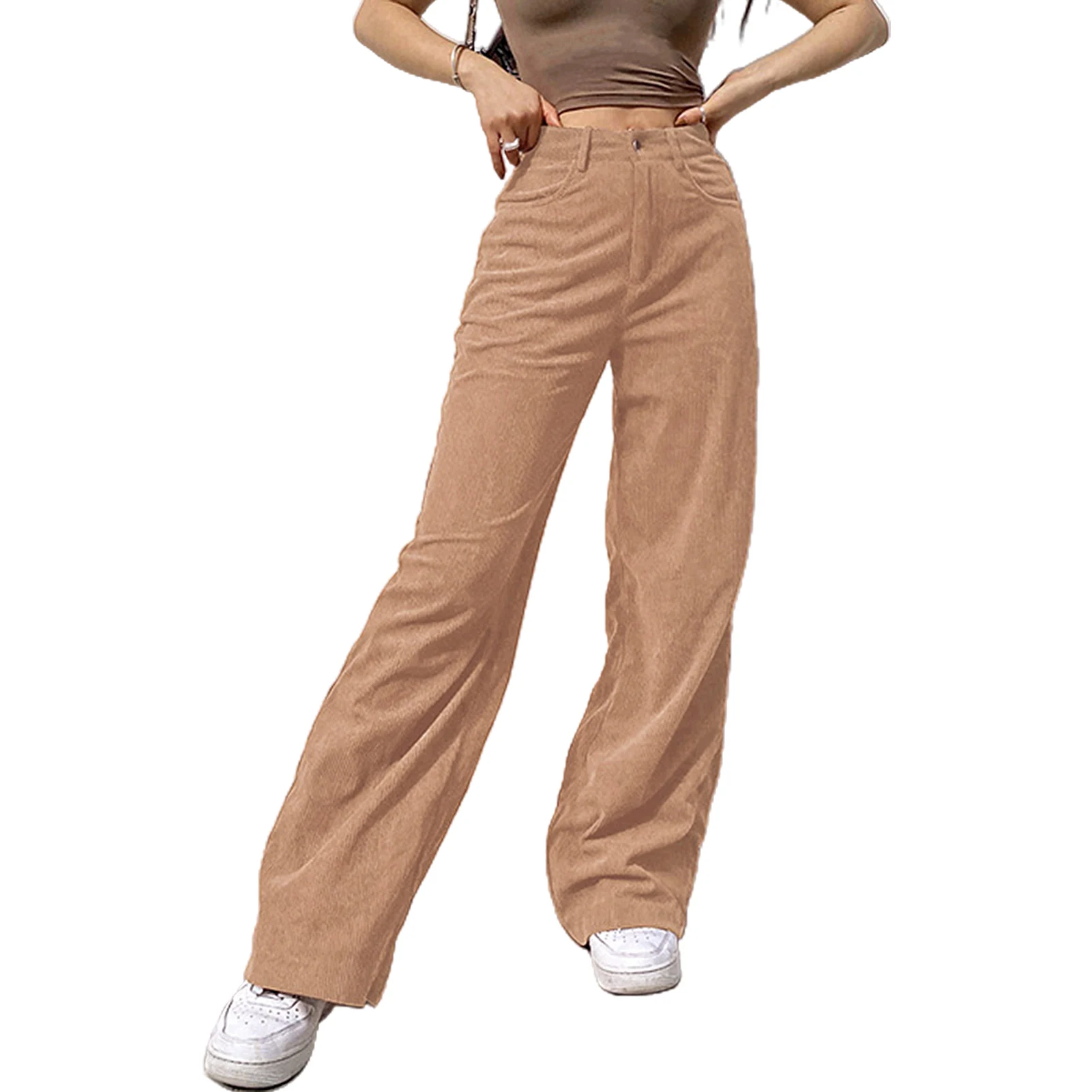 

Solid Color Retro Corduroy Pants Women Wide Leg Pants Trousers for Women High Waist Corduroy Wide Leg Pants pantalones de mujer