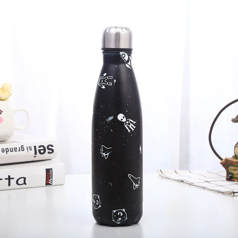 

Stainless Steel Vacuum Insulated Water Bottle Flask Thermal Sports Chilly 500ML Double Wall Direct Drinking Starry sky