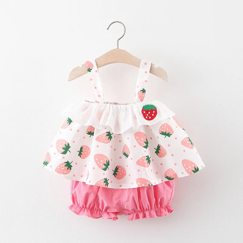 Летний комплект одежды для маленьких девочек BibiCola кружевная клетчатая футболка