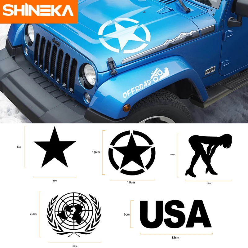 Креативный стикер SHINEKA из ПВХ для автомобиля Star USA Girl UN DISCOVERY SAHARA Jeep wrangler|Наклейки