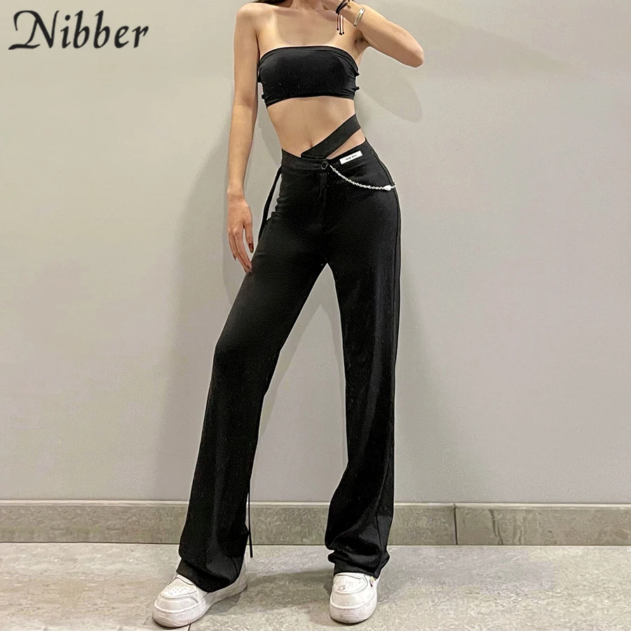 Модные Повседневные однотонные прямые брюки Nibber сексуальный дизайн с пуговицами