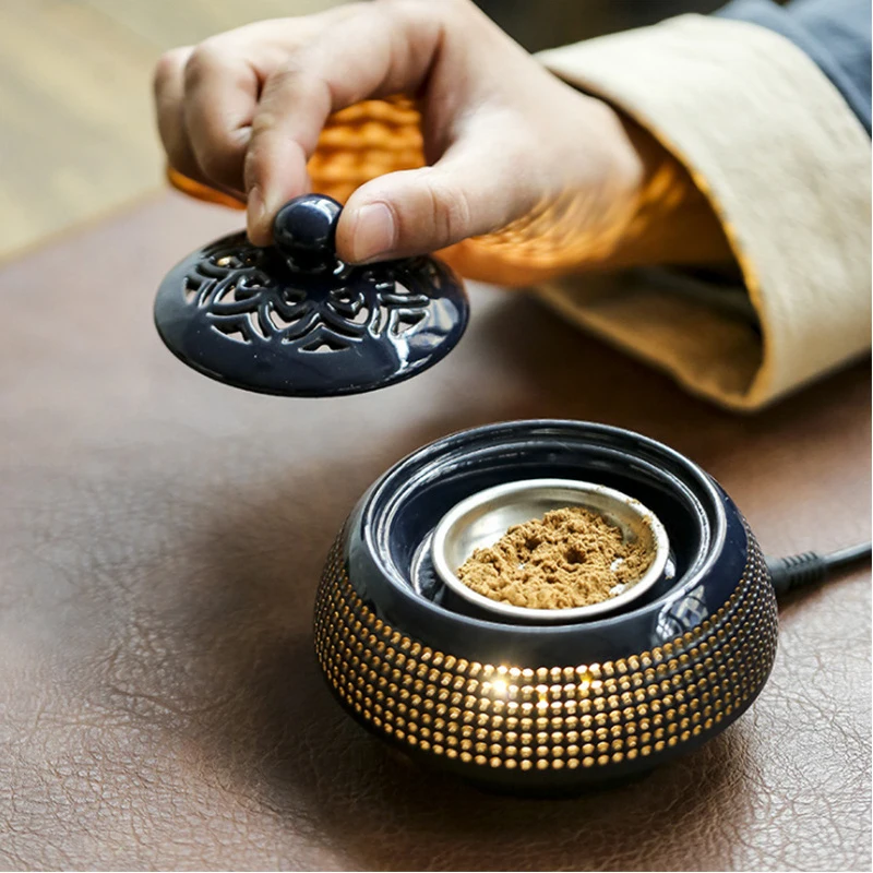 

220V Timing Electronic Aroma Diffuser Aromatherapy Furnace Adjustable Temperature Electric Incense Burner Heating Incense Holder