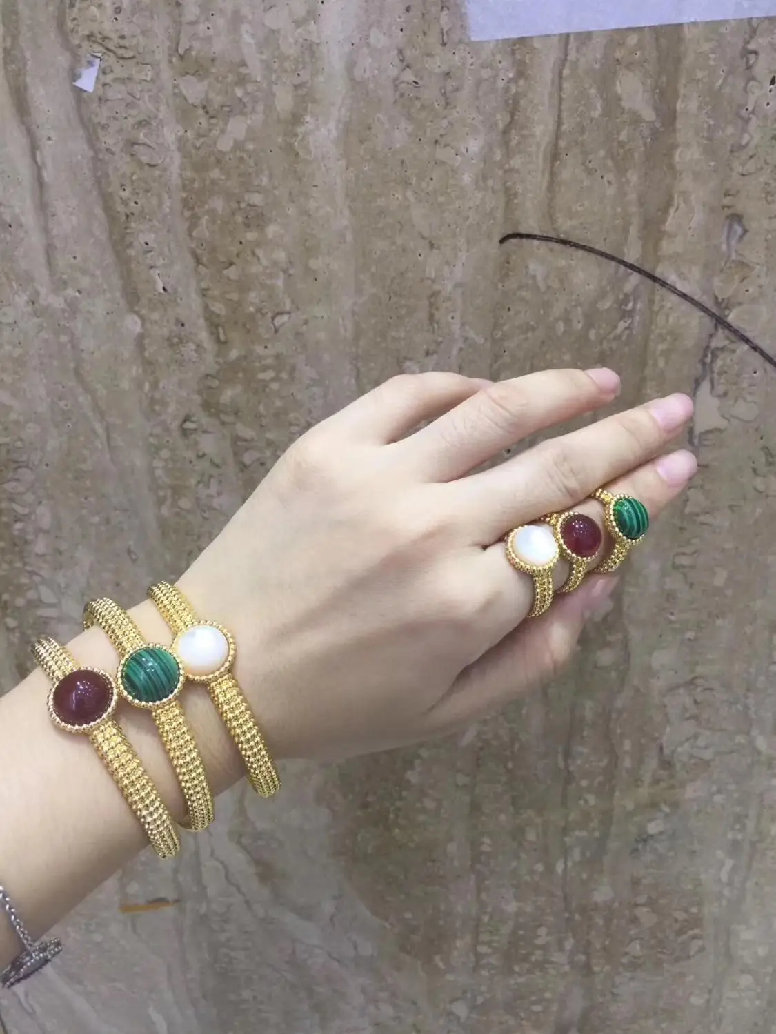 Модные Цветные Наборы Колец и браслетов модные серебряные Ювелирные наборы из